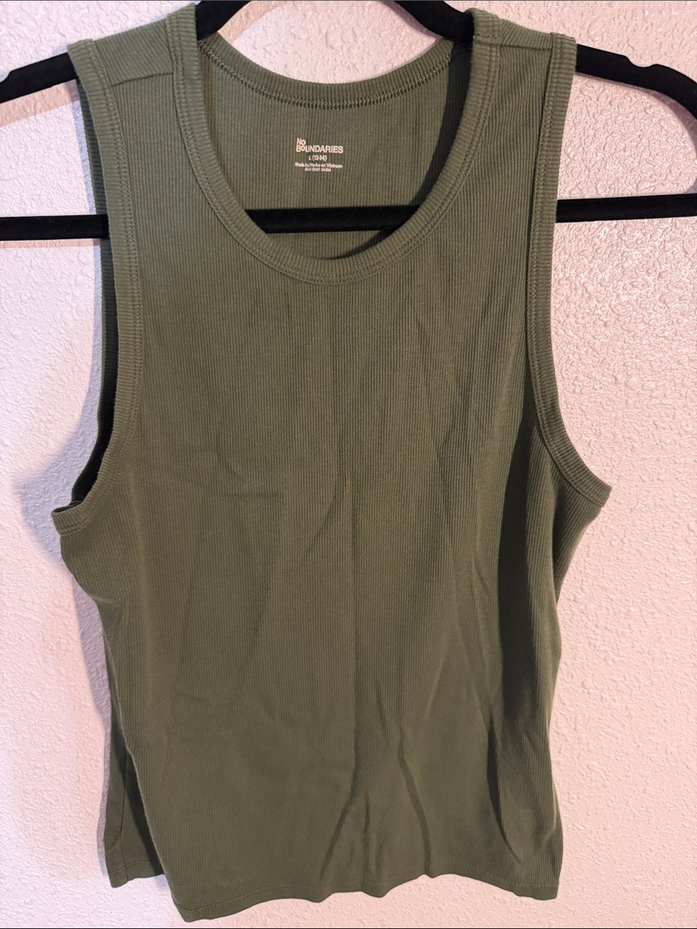 No Boundaries Olive Ribbed Crew Neck Sweater